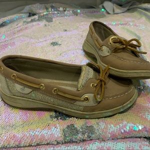 Glitter holo gold Sperry top-spider shoes